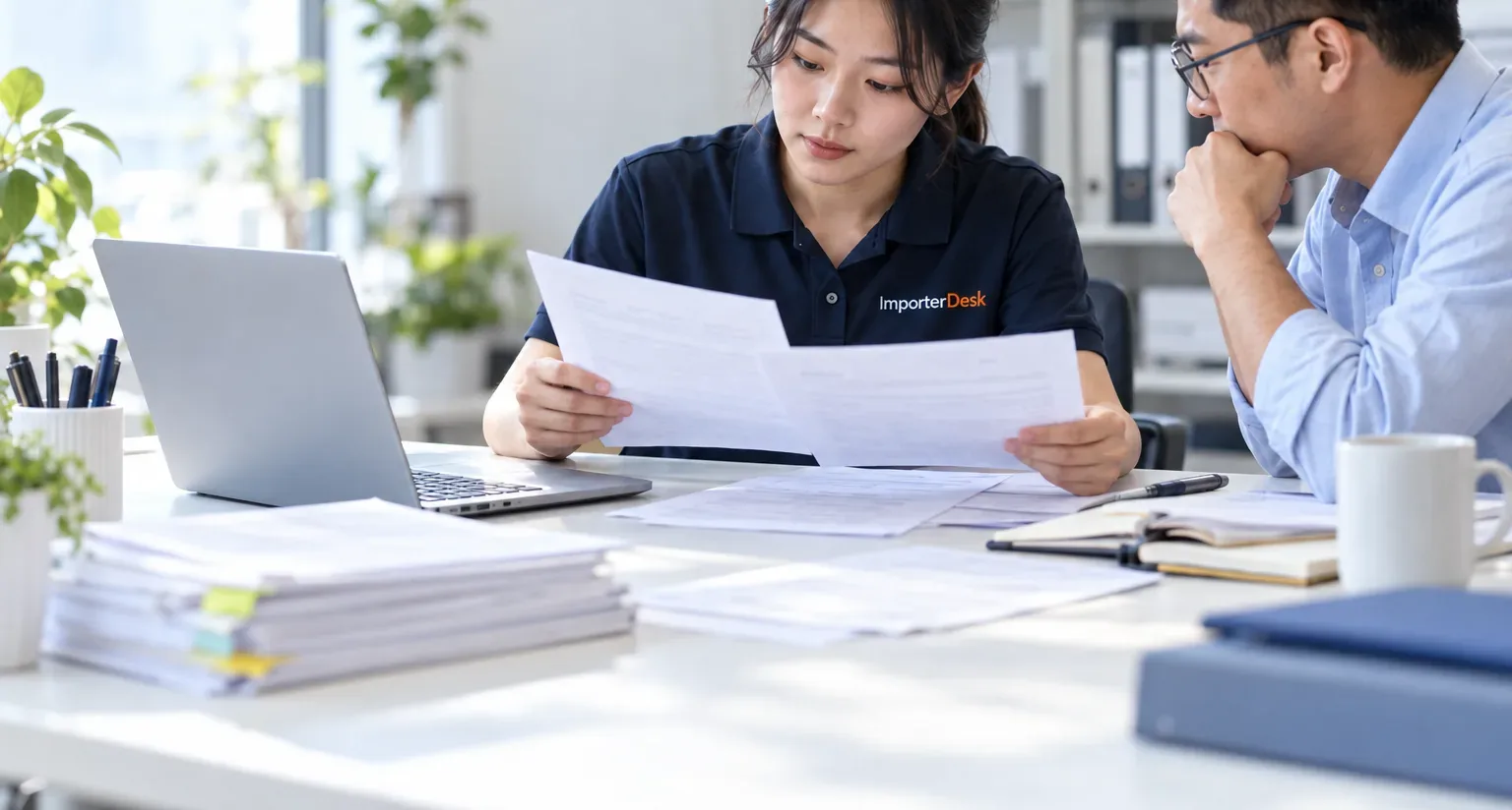 ImporterDesk 人員與客戶共同核對進口文件