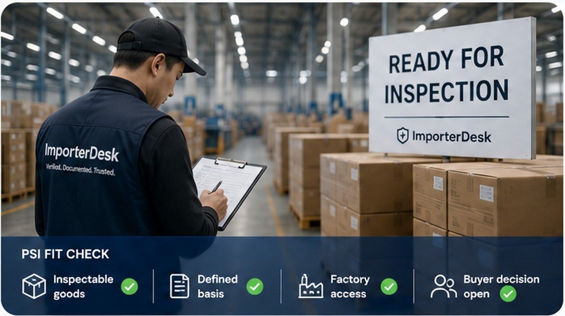 Finished goods staged and ready for pre-shipment inspection