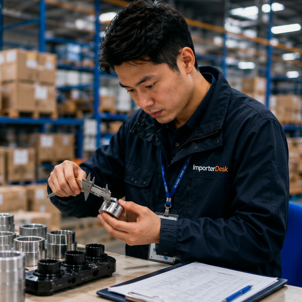 Illustrative scene of a component being checked during an on-site inspection